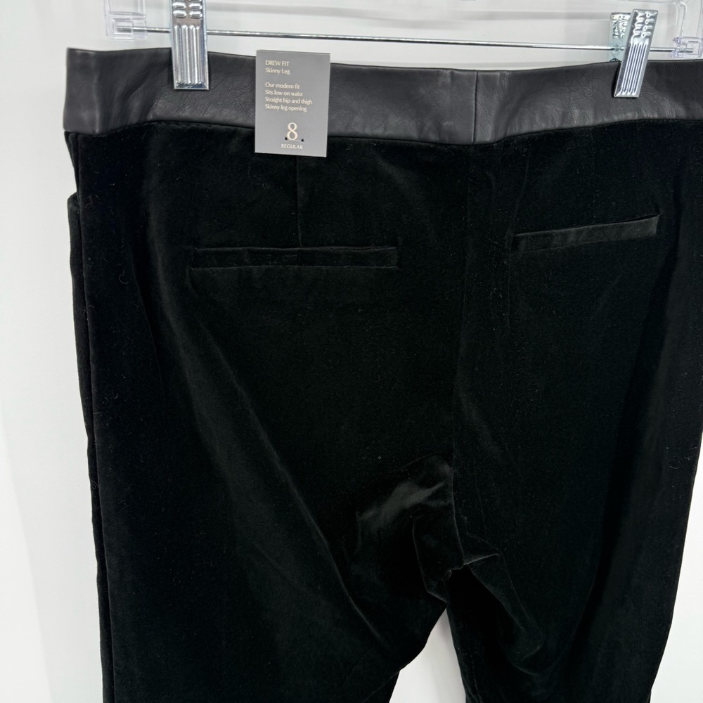 The Limited Drew Fit Women's Black Velvet and Leather Trousers Size 8 - Picture 3 of 8